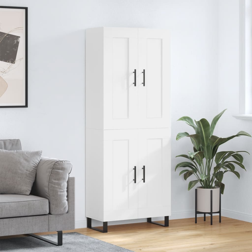 Skříň Highboard Bílá 69,5 X 34 X 180 Cm Kompozitní Dřevo
