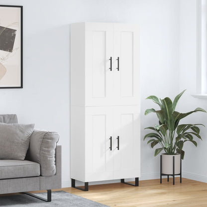 Skříň Highboard Bílá 69,5 X 34 X 180 Cm Kompozitní Dřevo
