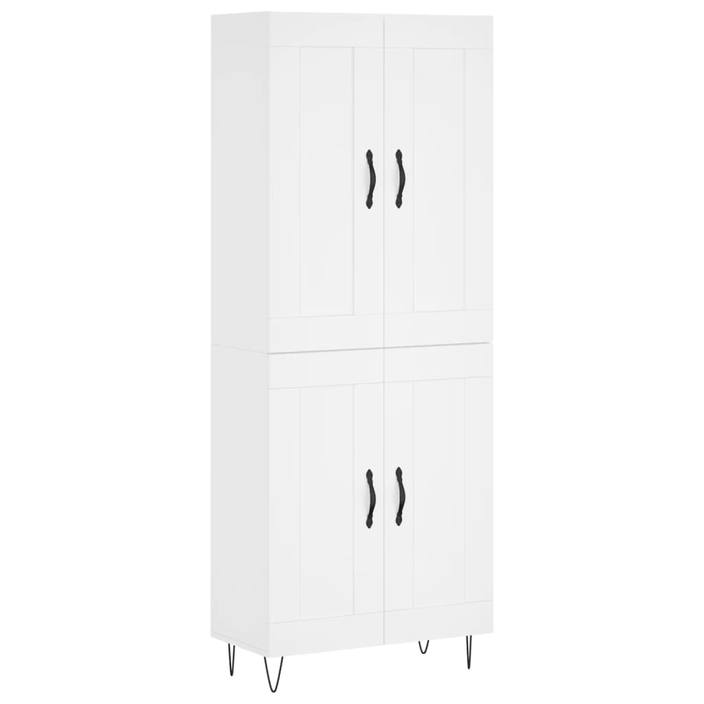 Skříň Highboard Bílá 69,5 X 34 X 180 Cm Kompozitní Dřevo