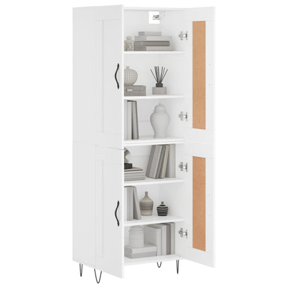Skříň Highboard Bílá 69,5 X 34 X 180 Cm Kompozitní Dřevo
