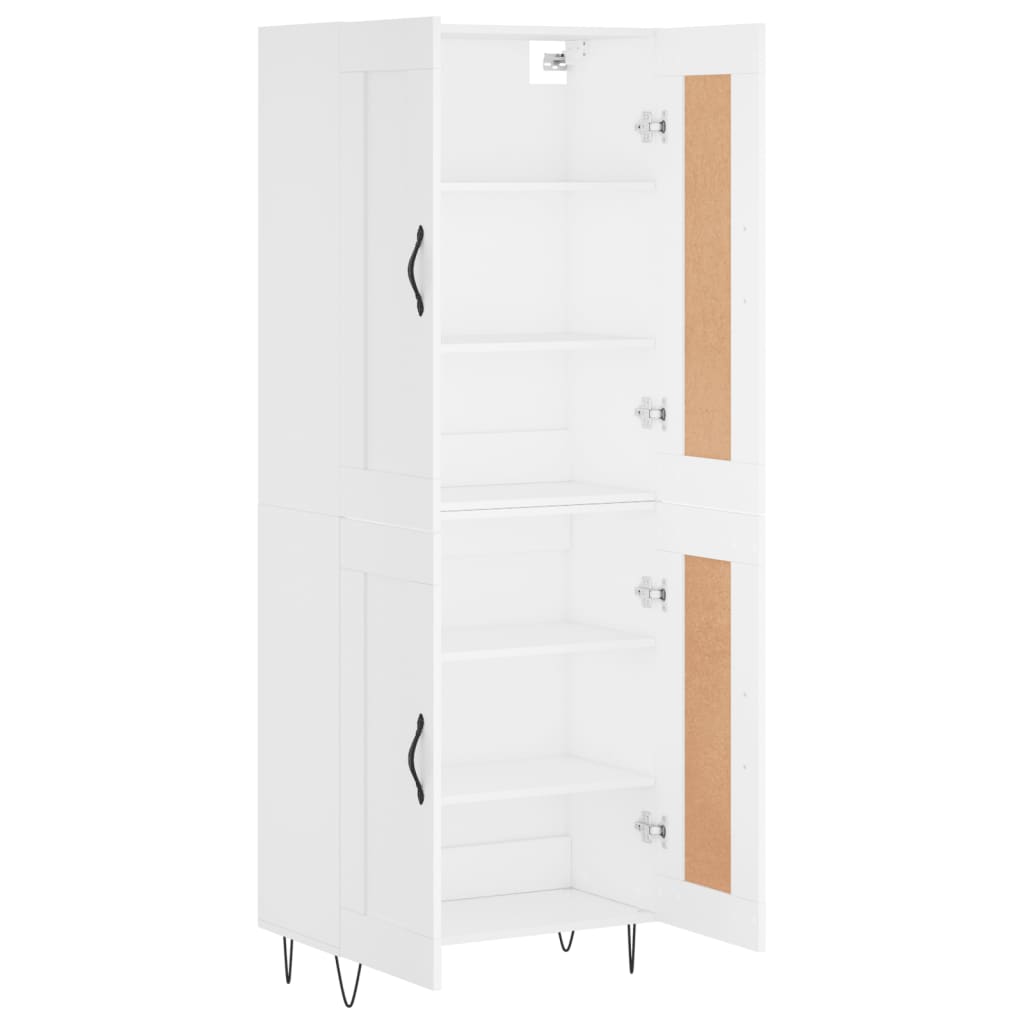 Skříň Highboard Bílá 69,5 X 34 X 180 Cm Kompozitní Dřevo