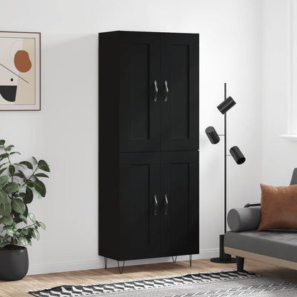 Skříň Highboard Černá 69,5 X 34 X 180 Cm Kompozitní Dřevo