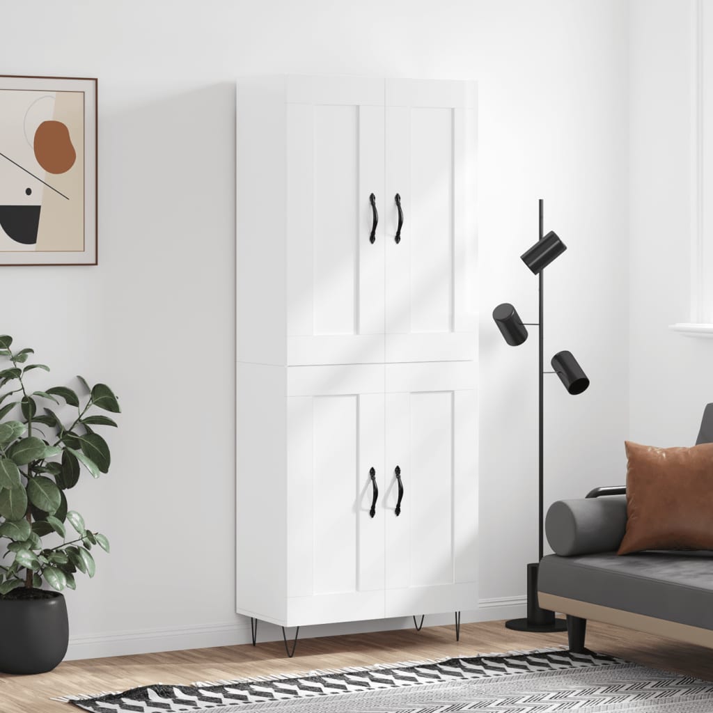 Skříň Highboard Černá 69,5 X 34 X 180 Cm Kompozitní Dřevo