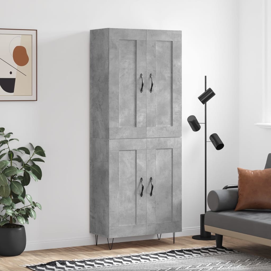 Skříň Highboard Černá 69,5 X 34 X 180 Cm Kompozitní Dřevo