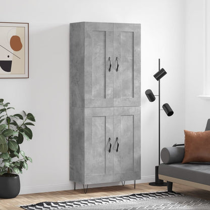 Skříň Highboard Černá 69,5 X 34 X 180 Cm Kompozitní Dřevo