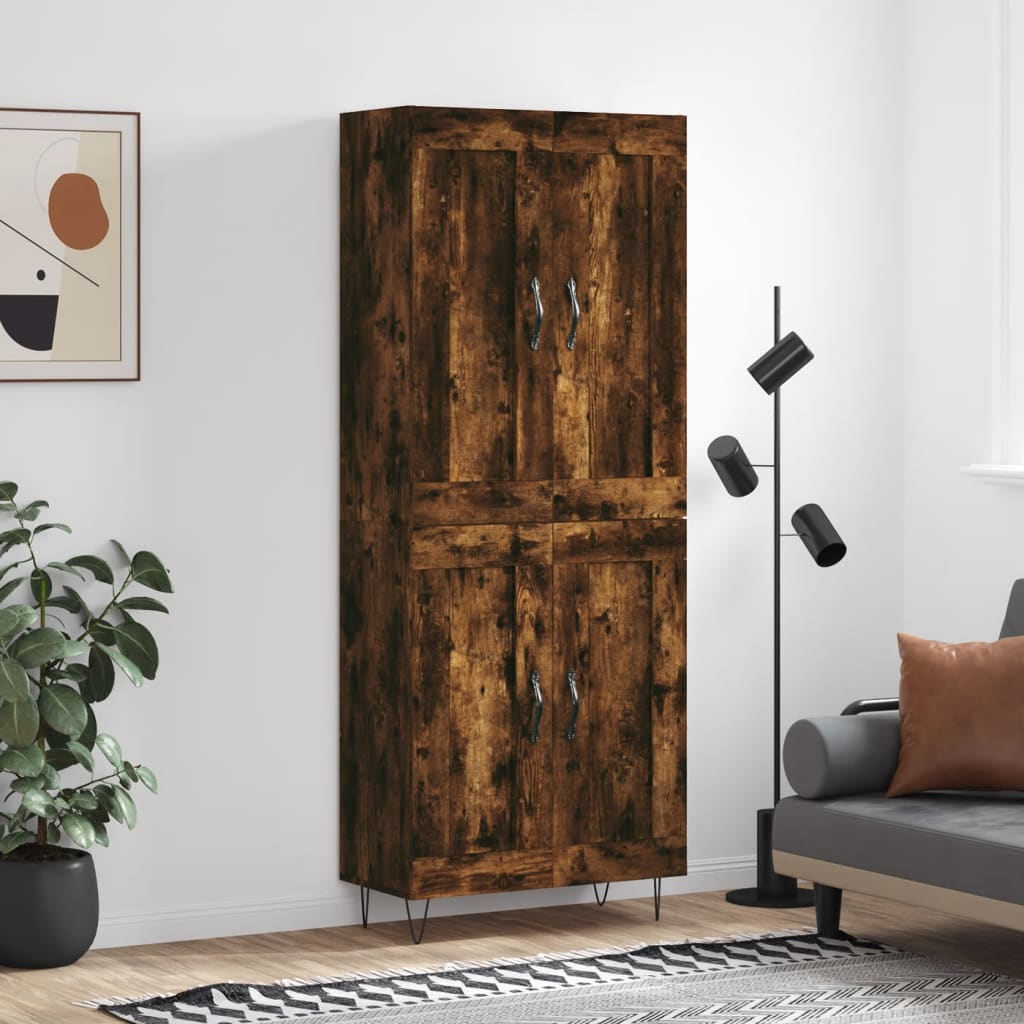 Skříň Highboard Černá 69,5 X 34 X 180 Cm Kompozitní Dřevo