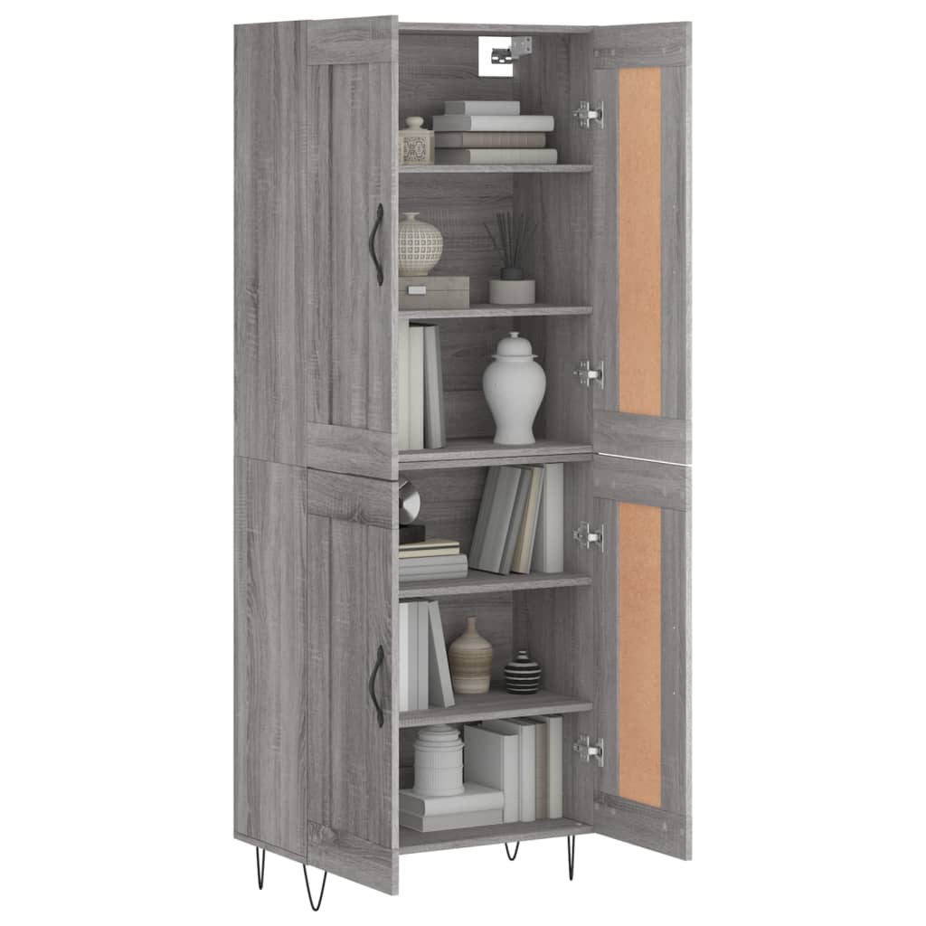 Skříň Highboard Šedá Sonoma 69,5 X 34 X 180 Cm Kompozitní Dřevo