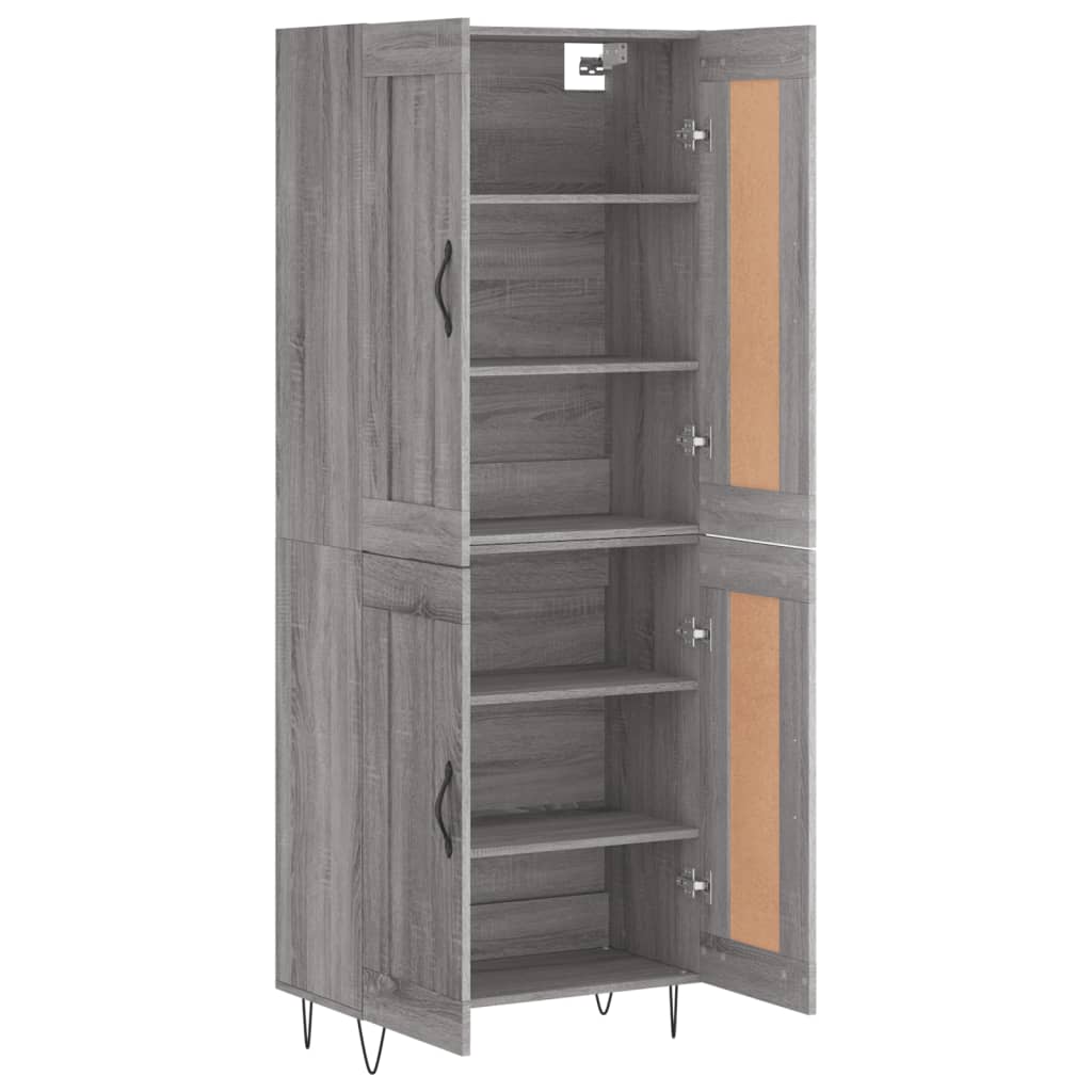 Skříň Highboard Šedá Sonoma 69,5 X 34 X 180 Cm Kompozitní Dřevo