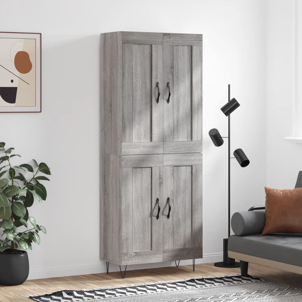 Skříň Highboard Černá 69,5 X 34 X 180 Cm Kompozitní Dřevo