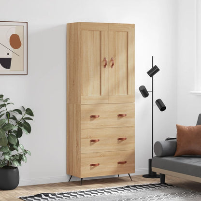 Skříň Highboard Betonově Šedá 69,5X34X180 Cm Kompozitní Dřevo