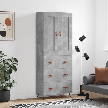 Skříň Highboard Betonově Šedá 69,5X34X180 Cm Kompozitní Dřevo
