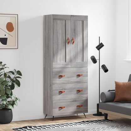 Skříň Highboard Betonově Šedá 69,5X34X180 Cm Kompozitní Dřevo