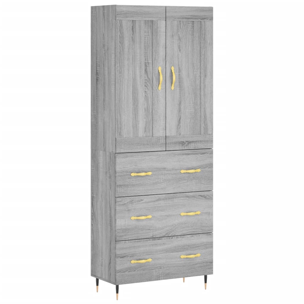 Skříň Highboard Šedá Sonoma 69,5 X 34 X 180 Cm Kompozitní Dřevo