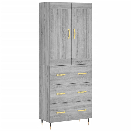 Skříň Highboard Šedá Sonoma 69,5 X 34 X 180 Cm Kompozitní Dřevo