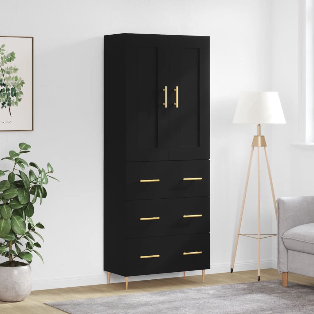 Skříň Highboard Betonově Šedá 69,5X34X180 Cm Kompozitní Dřevo