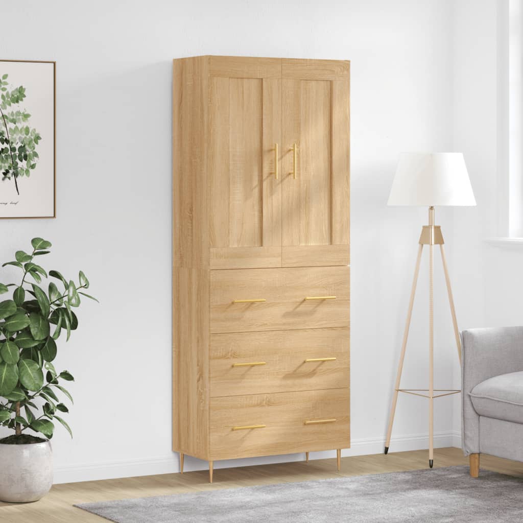 Skříň Highboard Betonově Šedá 69,5X34X180 Cm Kompozitní Dřevo