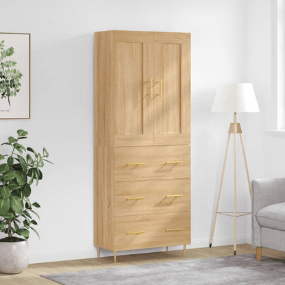 Skříň Highboard Betonově Šedá 69,5X34X180 Cm Kompozitní Dřevo