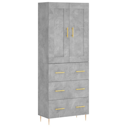 Skříň Highboard Betonově Šedá 69,5X34X180 Cm Kompozitní Dřevo