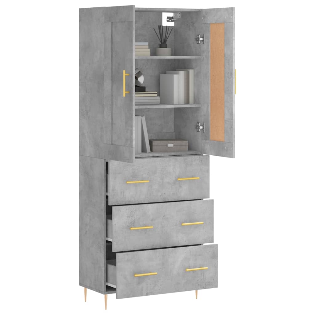 Skříň Highboard Betonově Šedá 69,5X34X180 Cm Kompozitní Dřevo