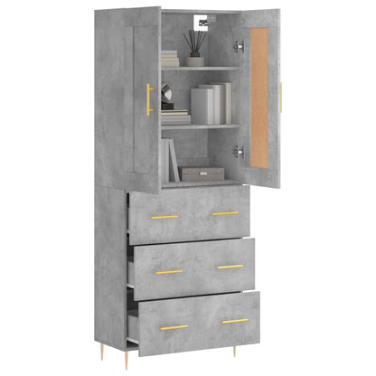 Skříň Highboard Betonově Šedá 69,5X34X180 Cm Kompozitní Dřevo
