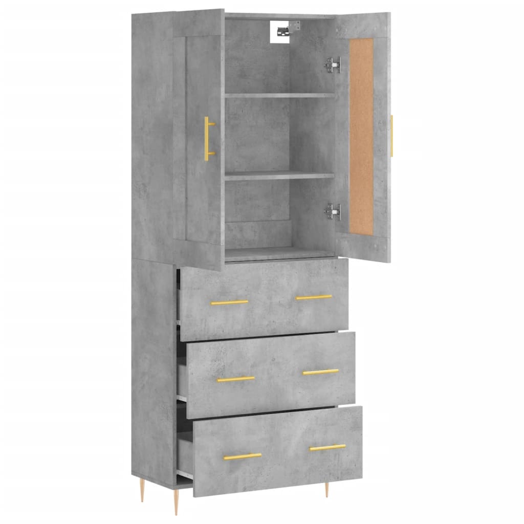Skříň Highboard Betonově Šedá 69,5X34X180 Cm Kompozitní Dřevo