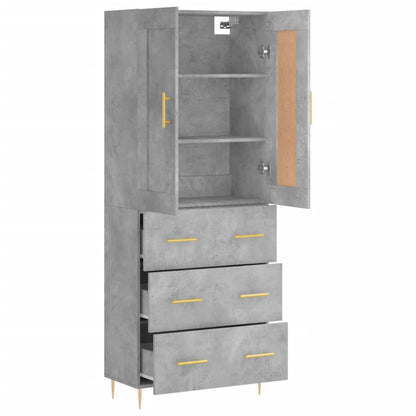 Skříň Highboard Betonově Šedá 69,5X34X180 Cm Kompozitní Dřevo