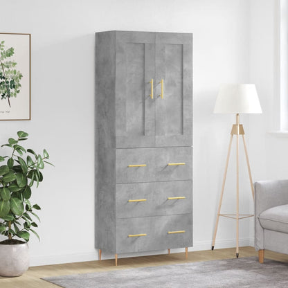 Skříň Highboard Betonově Šedá 69,5X34X180 Cm Kompozitní Dřevo