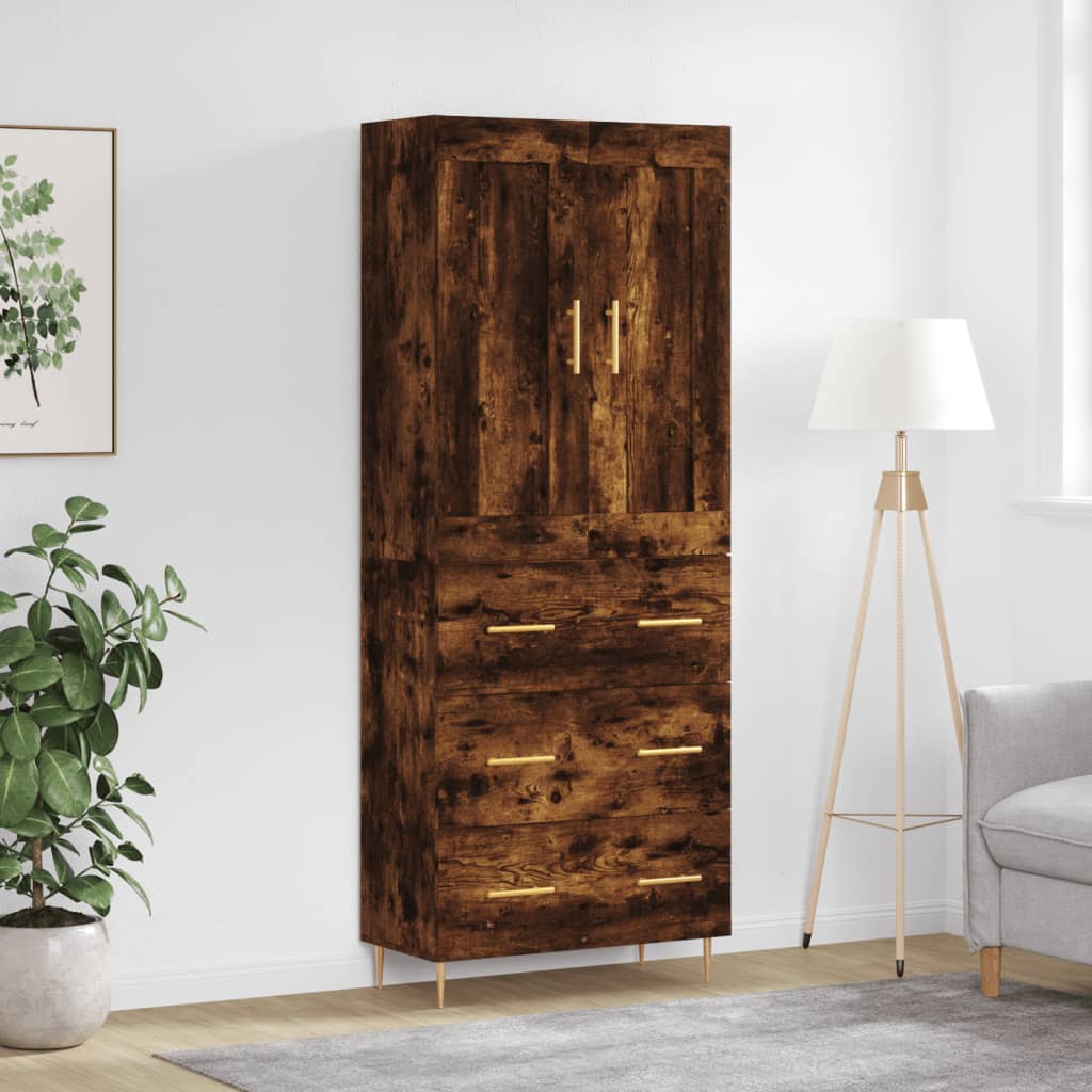 Skříň Highboard Betonově Šedá 69,5X34X180 Cm Kompozitní Dřevo