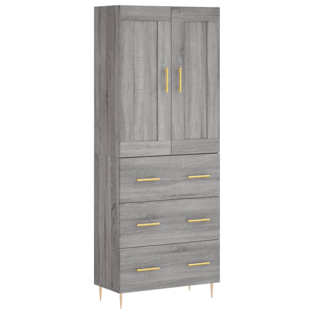 Skříň Highboard Šedá Sonoma 69,5 X 34 X 180 Cm Kompozitní Dřevo