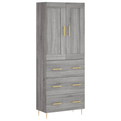 Skříň Highboard Šedá Sonoma 69,5 X 34 X 180 Cm Kompozitní Dřevo