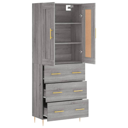Skříň Highboard Šedá Sonoma 69,5 X 34 X 180 Cm Kompozitní Dřevo