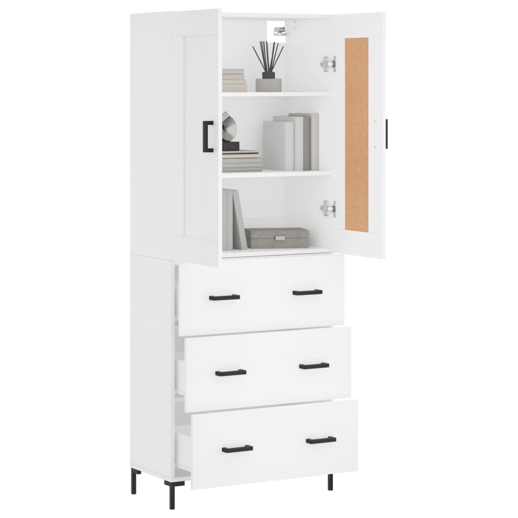 Skříň Highboard Bílá 69,5 X 34 X 180 Cm Kompozitní Dřevo