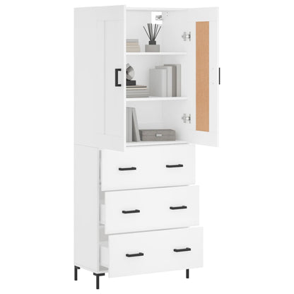 Skříň Highboard Bílá 69,5 X 34 X 180 Cm Kompozitní Dřevo