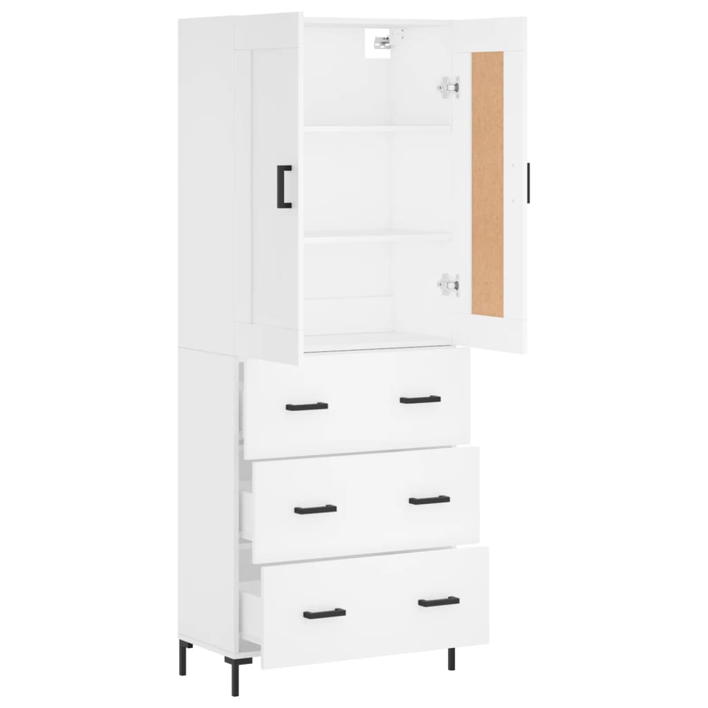 Skříň Highboard Bílá 69,5 X 34 X 180 Cm Kompozitní Dřevo