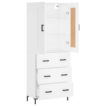Skříň Highboard Bílá 69,5 X 34 X 180 Cm Kompozitní Dřevo