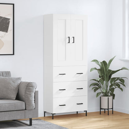 Skříň Highboard Lesklá Bílá 69,5 X 34 X 180 Cm Kompozitní Dřevo