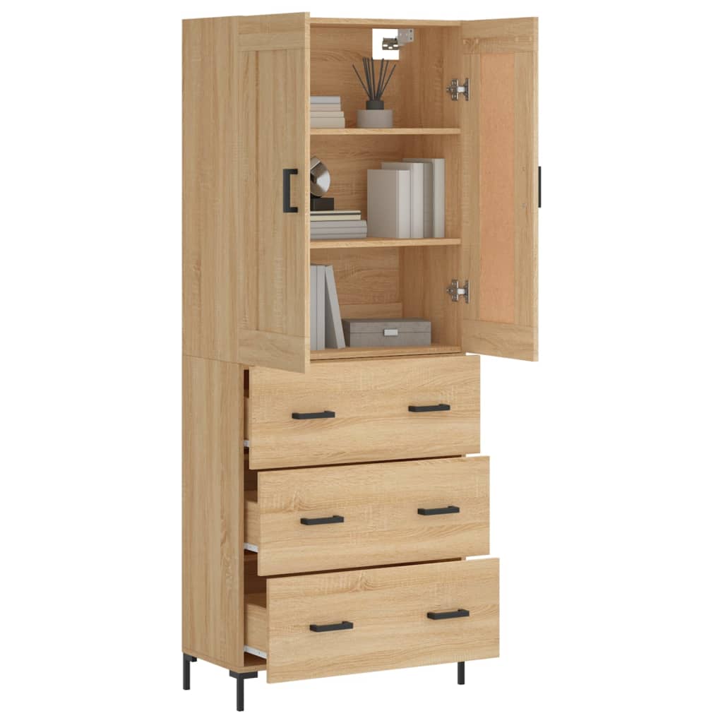 Skříň Highboard Dub Sonoma 69,5 X 34 X 180 Cm Kompozitní Dřevo