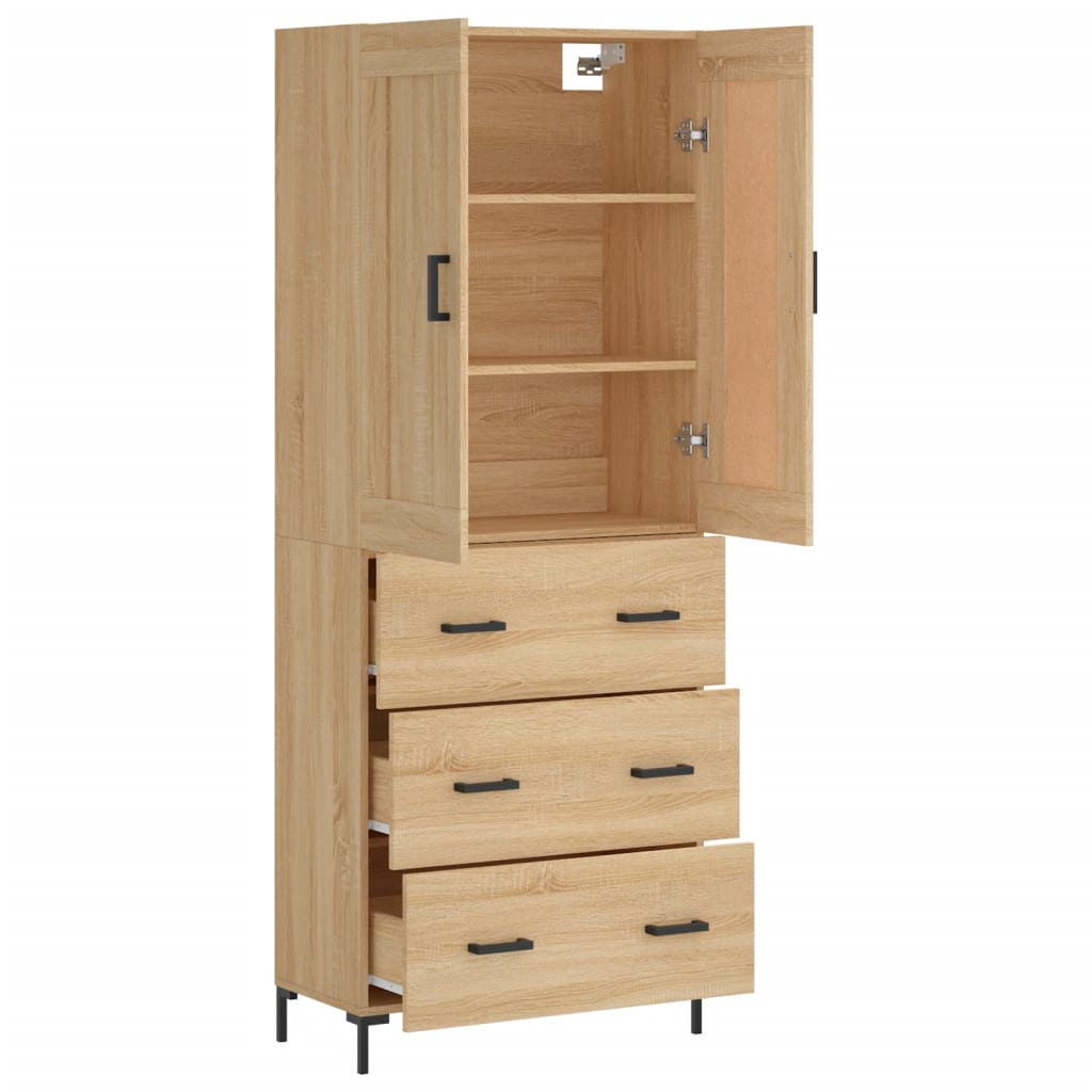 Skříň Highboard Dub Sonoma 69,5 X 34 X 180 Cm Kompozitní Dřevo