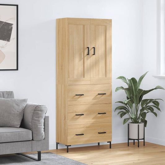Skříň Highboard Dub Sonoma 69,5 X 34 X 180 Cm Kompozitní Dřevo