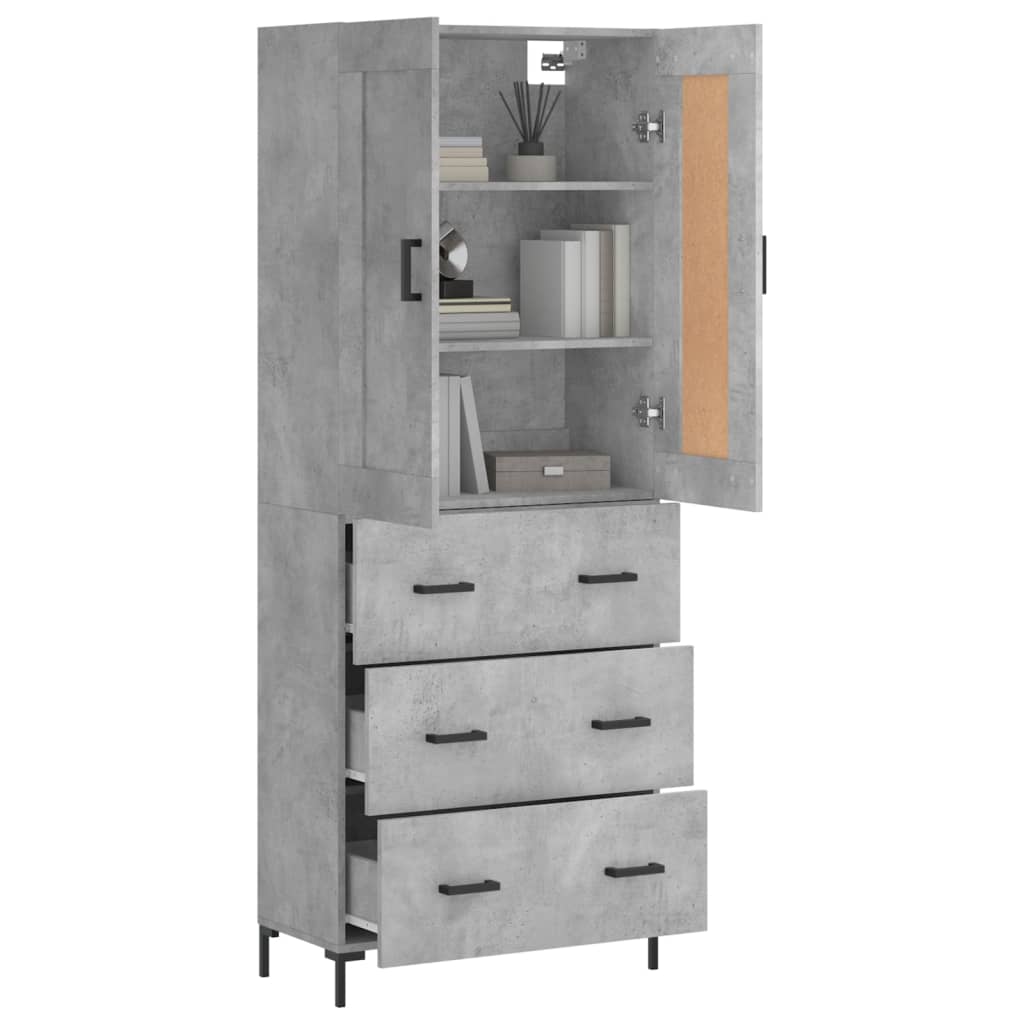 Skříň Highboard Betonově Šedá 69,5X34X180 Cm Kompozitní Dřevo