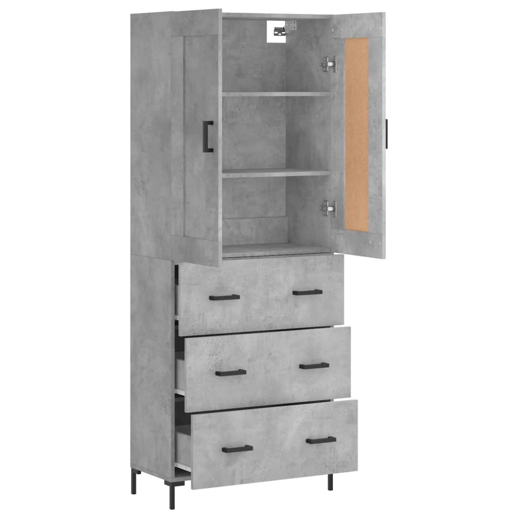 Skříň Highboard Betonově Šedá 69,5X34X180 Cm Kompozitní Dřevo