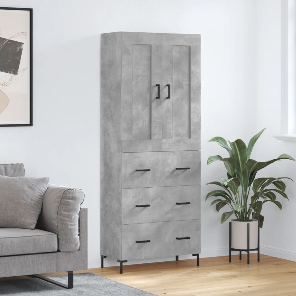 Skříň Highboard Betonově Šedá 69,5X34X180 Cm Kompozitní Dřevo