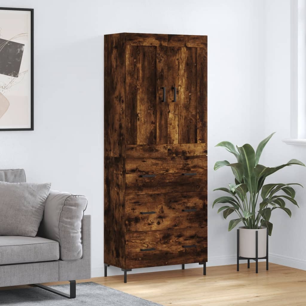 Skříň Highboard Lesklá Bílá 69,5 X 34 X 180 Cm Kompozitní Dřevo