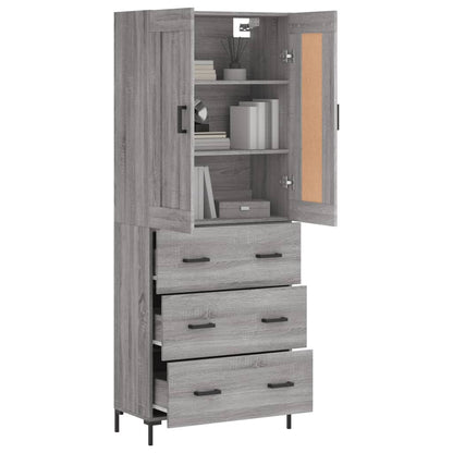 Skříň Highboard Šedá Sonoma 69,5 X 34 X 180 Cm Kompozitní Dřevo