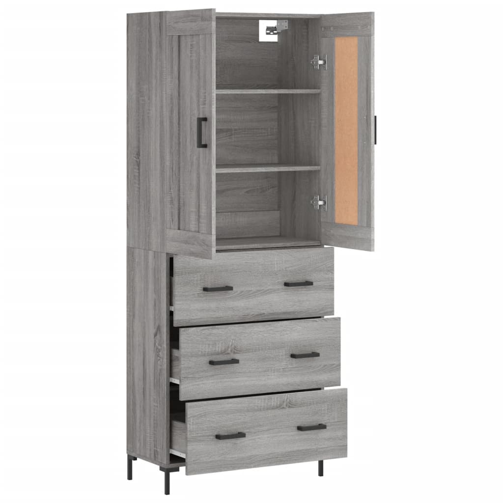 Skříň Highboard Šedá Sonoma 69,5 X 34 X 180 Cm Kompozitní Dřevo