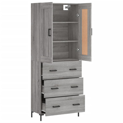 Skříň Highboard Šedá Sonoma 69,5 X 34 X 180 Cm Kompozitní Dřevo
