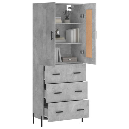 Skříň Highboard Betonově Šedá 69,5X34X180 Cm Kompozitní Dřevo