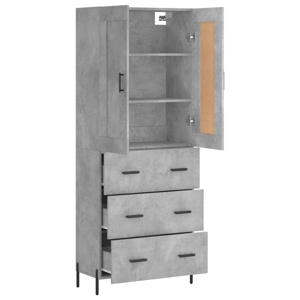 Skříň Highboard Betonově Šedá 69,5X34X180 Cm Kompozitní Dřevo