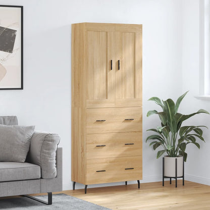Skříň Highboard Betonově Šedá 69,5X34X180 Cm Kompozitní Dřevo