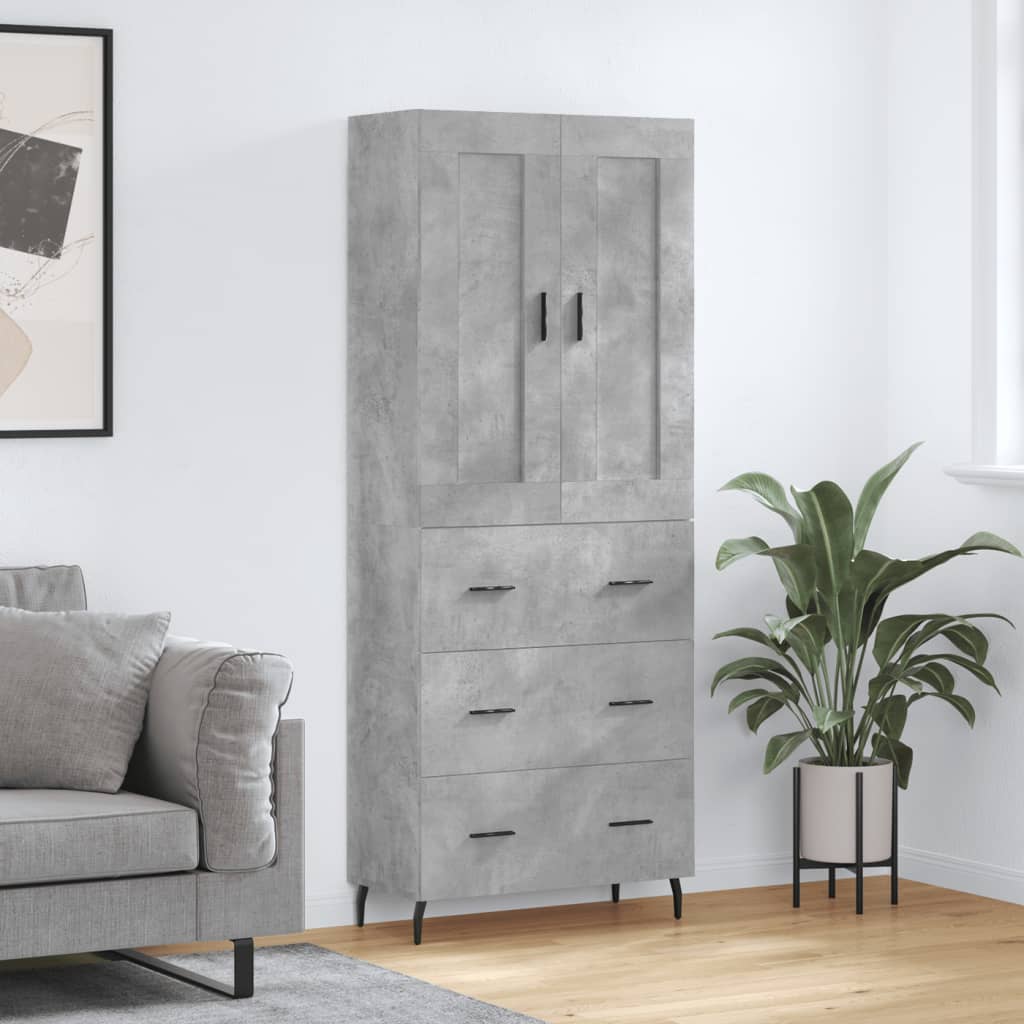 Skříň Highboard Betonově Šedá 69,5X34X180 Cm Kompozitní Dřevo